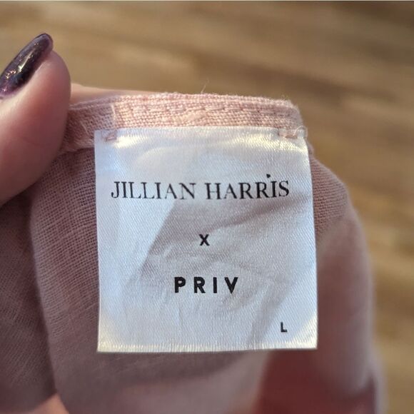 Jillian Harris X Priv 100% Linen Pink Peach Button Mini Dress - Picture 5 of 6